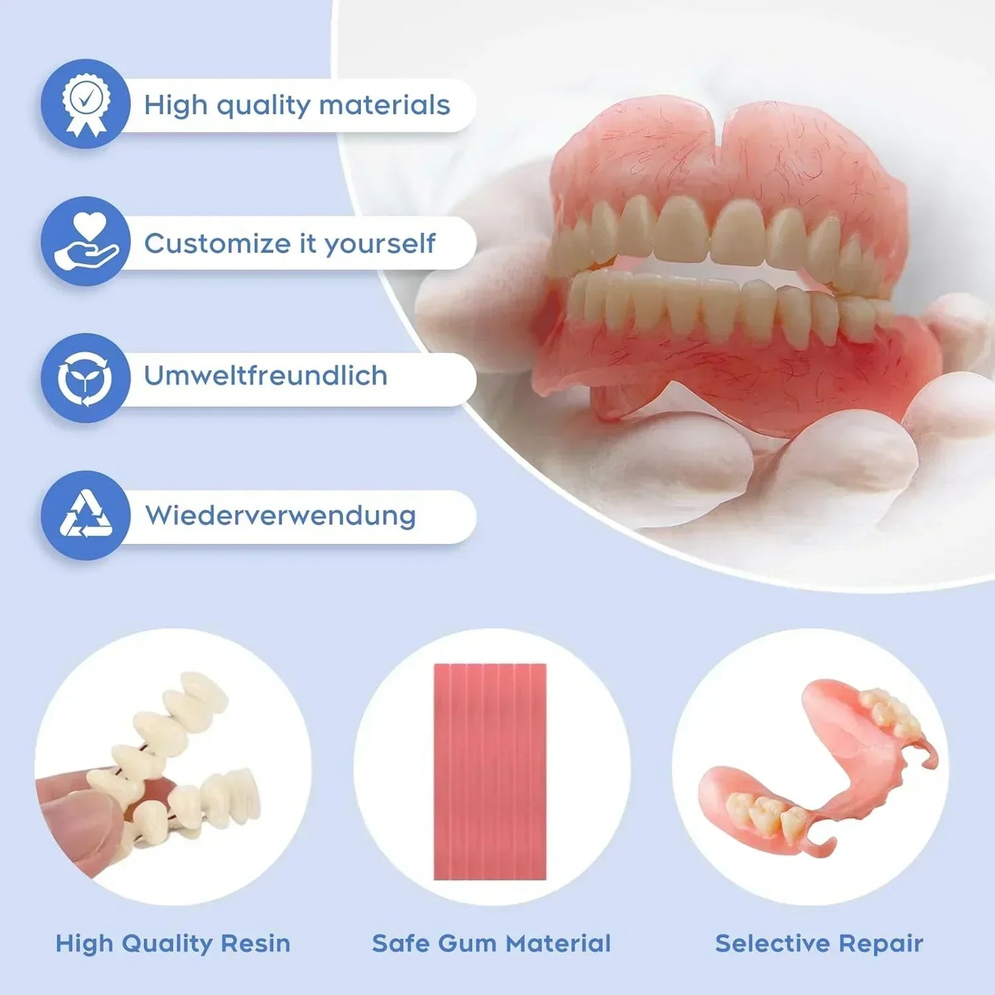 Acezozla® Medical Full Denture with Strong Suction ✅ Made and Shipped from the USA🍀