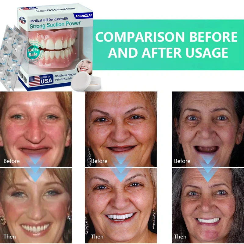 Acezozla® Medical Full Denture with Strong Suction ✅ Made and Shipped from the USA🍀